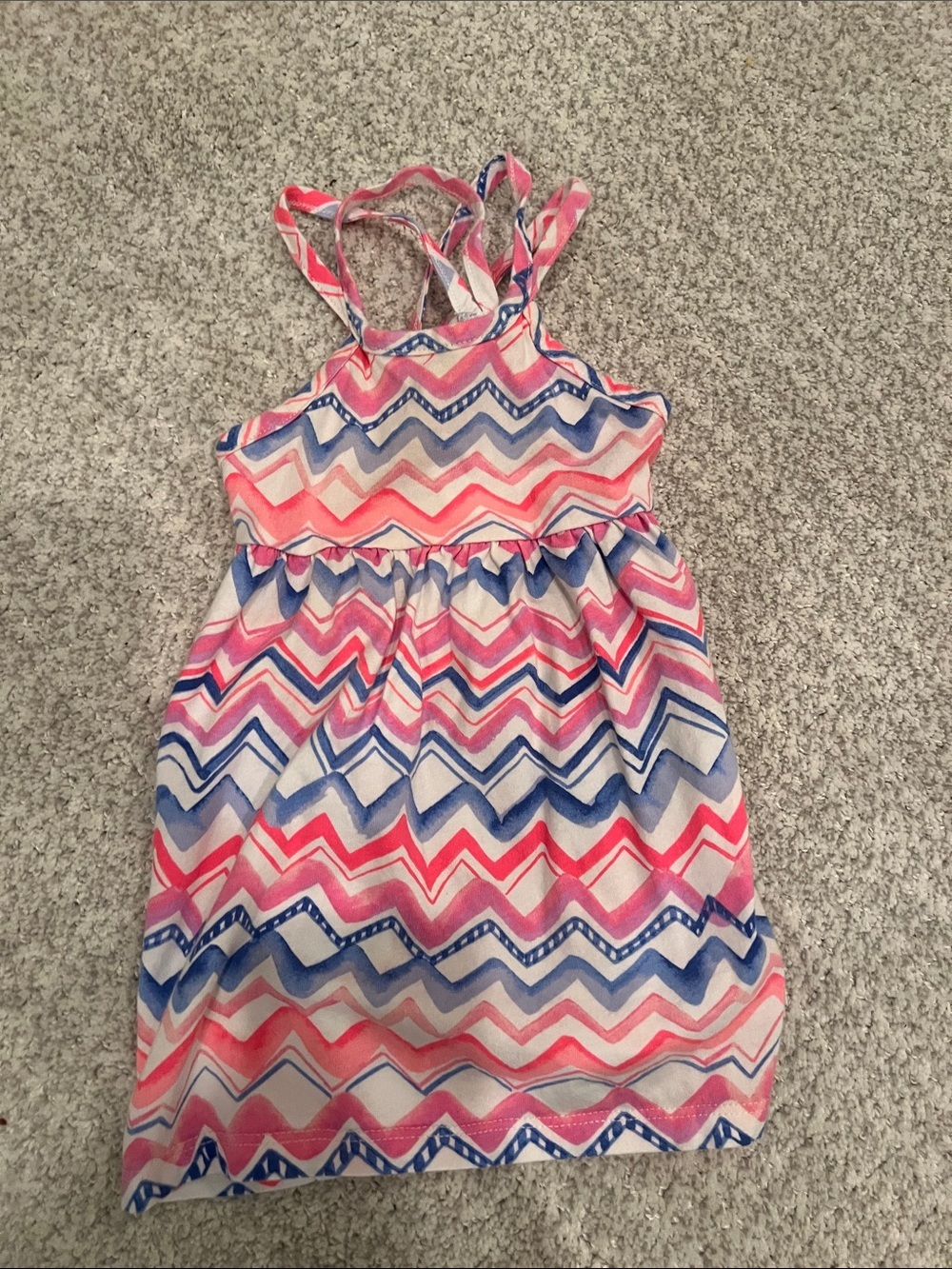 Girls Chevron Strappy Sundress in Pink & Blue 9-12 months